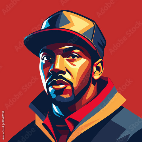 balck man rap hip-hop gangsta style vector illustration