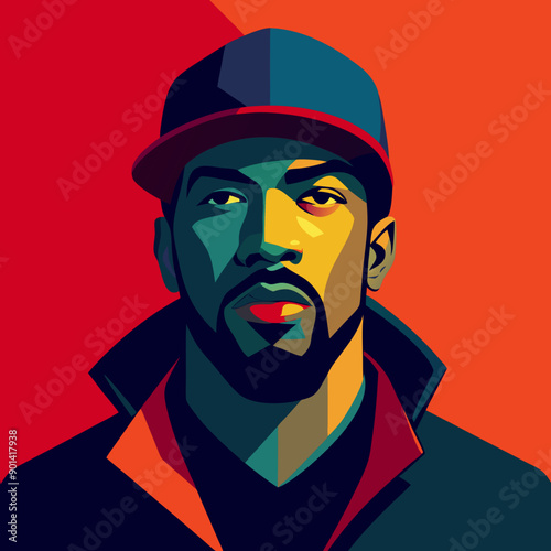 balck man rap hip-hop gangsta style vector illustration