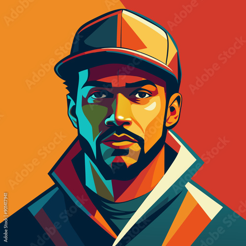 balck man rap hip-hop gangsta style vector illustration