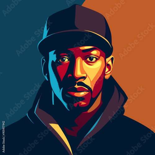 balck man rap hip-hop gangsta style vector illustration