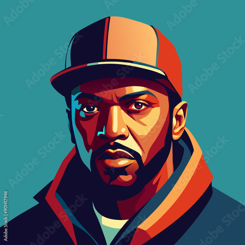 balck man rap hip-hop gangsta style vector illustration