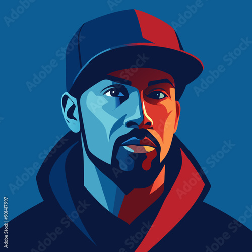 balck man rap hip-hop gangsta style vector illustration
