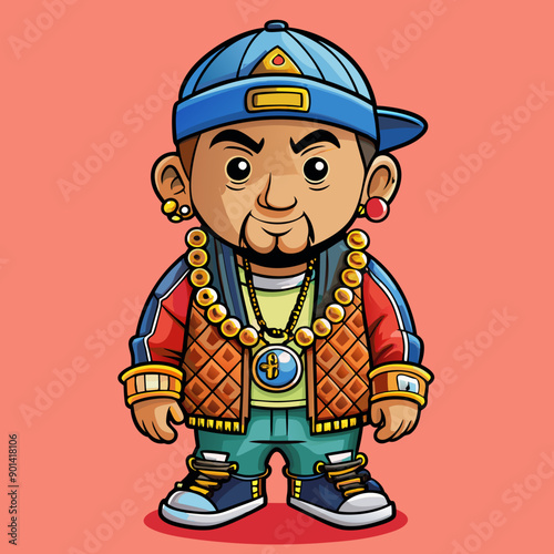 balck man rap hip-hop gangsta style vector illustration