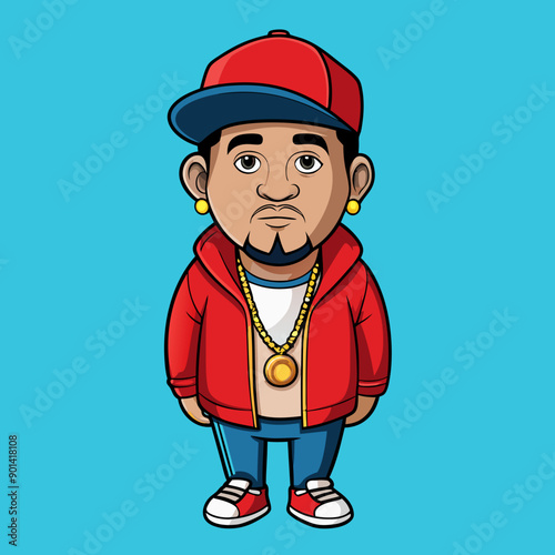 balck man rap hip-hop gangsta style vector illustration