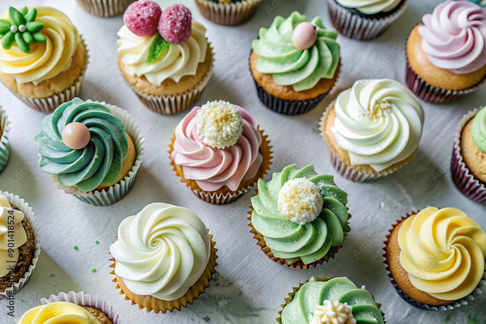 Hand-Decorated Cupcake and Rose Setup, Romantic Dessert Arrangement, Transparent Background