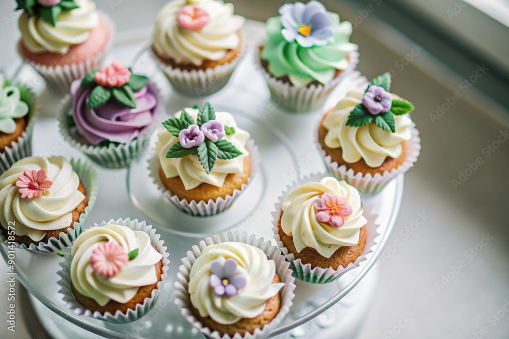 Hand-Decorated Cupcake and Rose Setup, Romantic Dessert Arrangement, Transparent Background Hand-Decorated Cupcake and Rose Setup, Romantic Dessert Arrangement, Transparent Background