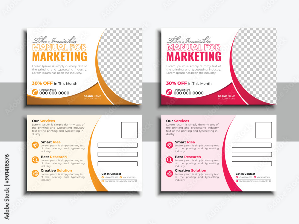 Obraz premium Modern Clean Corporate or Business Postcard Template. Stylish, and Elegant Design for Promotional Unique Advertising Vector Layout.