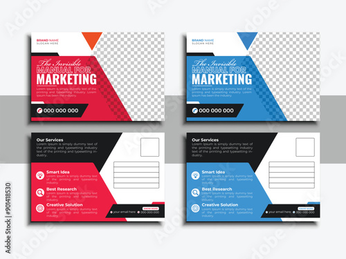 Modern Clean Corporate or Business Postcard Template. Stylish, and Elegant Design for 
Promotional Unique Advertising Vector Layout.