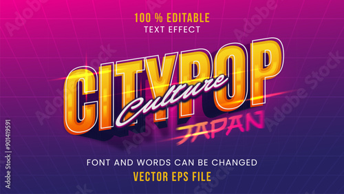 Editable text effect with city pop japan culture vibe