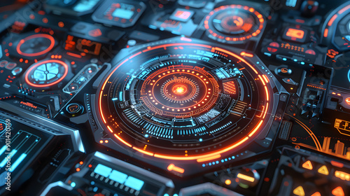 HUD digital futuristic user interface design. Generative Ai.