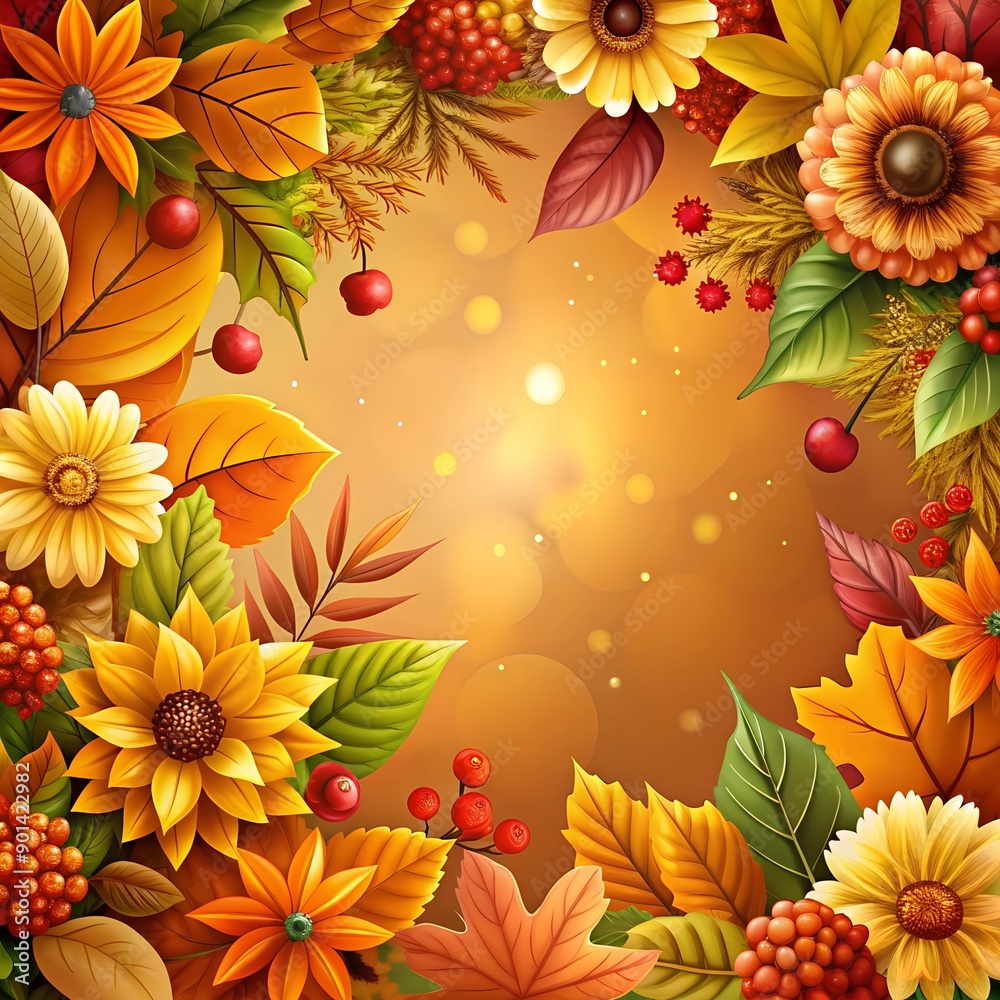 autumn floral background with raindrops autumn floral background with raindrops