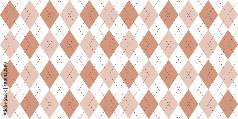 Argyle texture. Beige white argyle vector pattern. Seamless retro clothing print design. Argyle background.