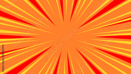 Dynamic burst orange red background. Exploding sunburst vector background. 16:9 dimensions size ratio.