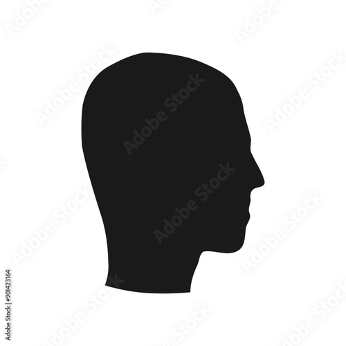Human head silhouette side view. Human profile simple illustration.