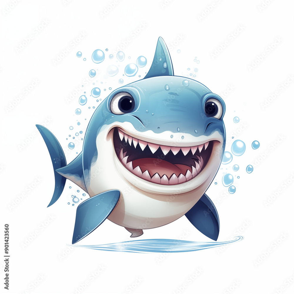 Smiling Predators Smiling shark for baby, kids and family. Stomatology character. Cartoon ...