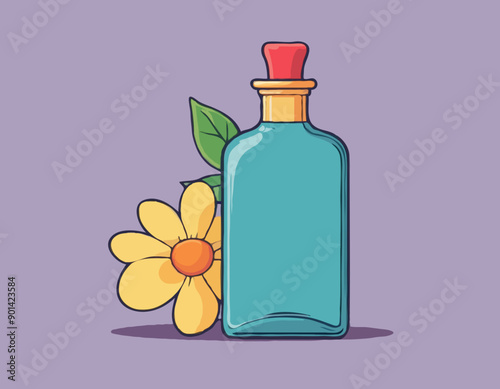 Essence bottle with a flower