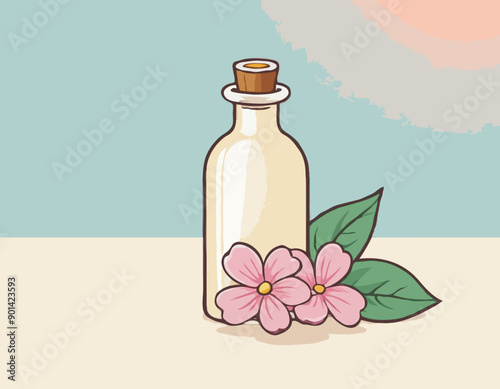 Essence bottle with a flower