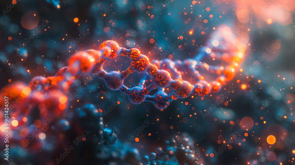 Microscopic view of DNA structure observed through a microscope, showcasing biotechnology and the natural universe at a submicroscopic level. Microscopic view of DNA structure observed through a microscope, showcasing biotechnology and the natural universe at a submicroscopic level.