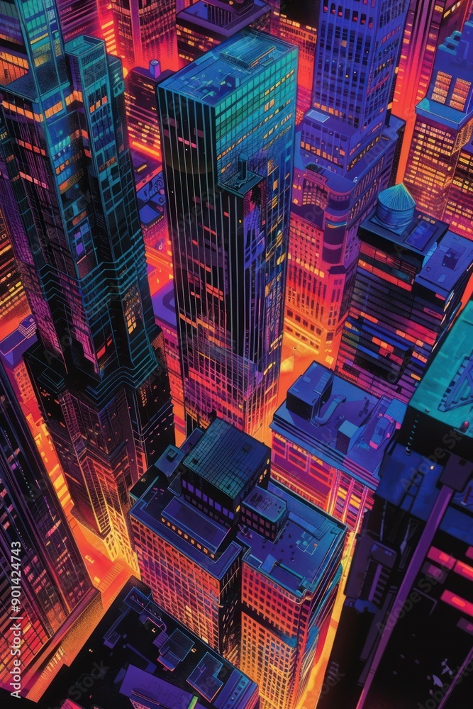 Obraz premium The buildings are brightly coloured city architecture cityscape.