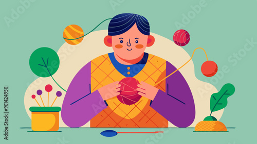  A man Knitting vector illustration photo