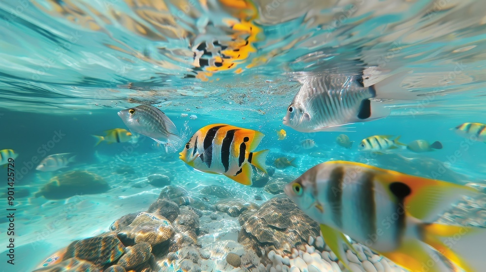 tropical fishes under sea water tropical fishes under sea water