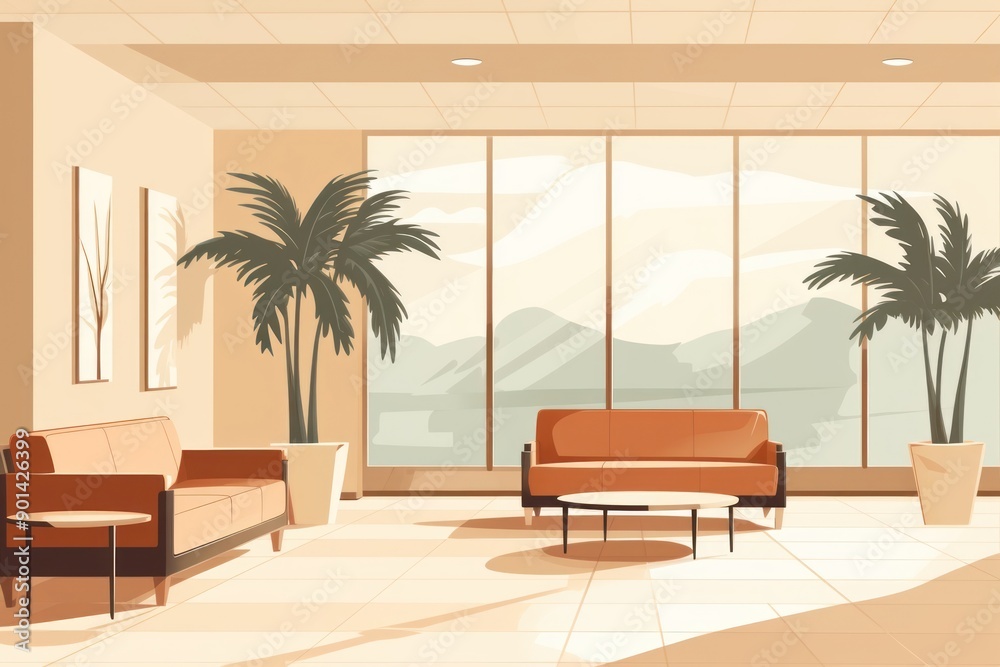 Fototapeta premium Lobby architecture furniture reception. .