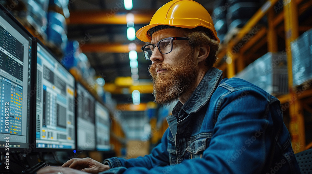 A man wearing a yellow hard hat