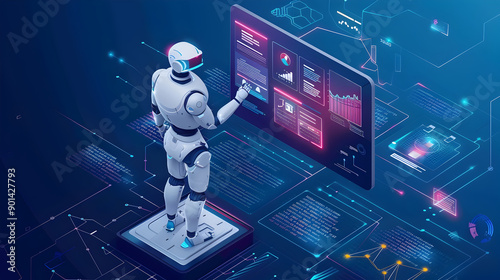 RPA concept, Robotic Process Automation technology to automate business tasks with AI. Generative Ai.