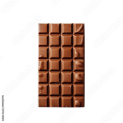 High-quality image of a smooth milk chocolate bar with a grid pattern. Perfect for confectionery or dessert-focused projects.