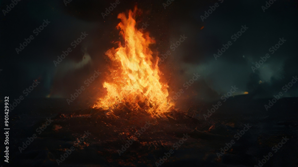 A fiery triangle in a dark space. A fiery triangle in a dark space.