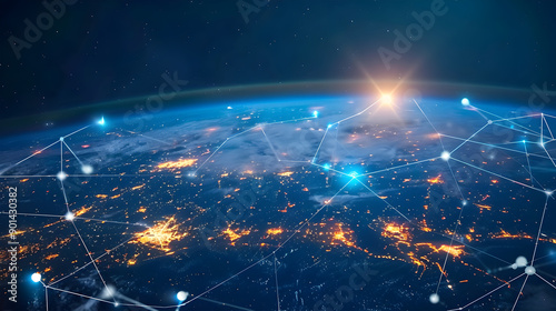 Smart city and global communication network concept. Generative Ai.