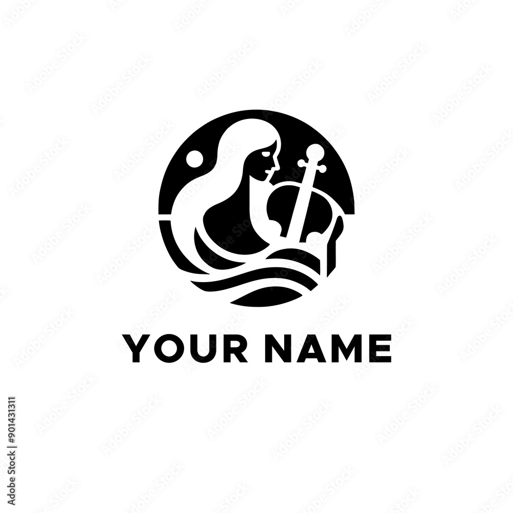 woman and violin line vector woman and violin line vector