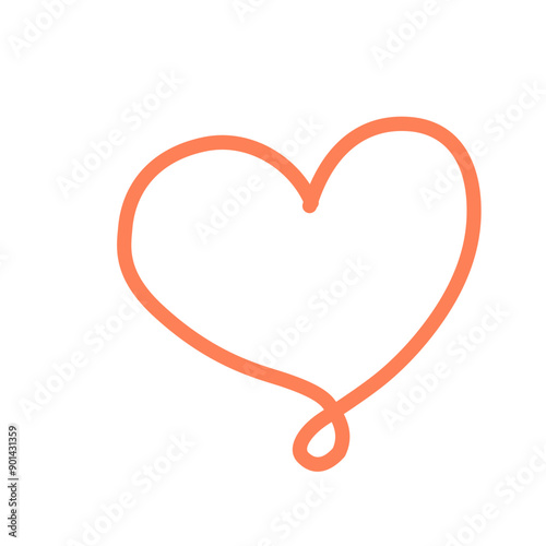 Hand drawn heart, vector love symbol