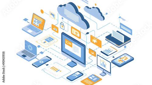 the latest document management technologies in action, featuring smart devices, cloud-based collaboration. Generative Ai.