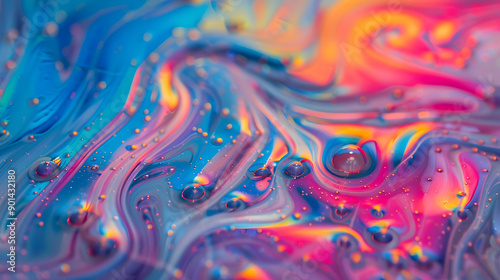  Thin-film Interference Iridescent Science Experiment Soap Colorful Texture Rainbow background. Generative Ai.