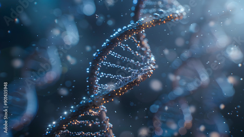 View of a 3d render DNA. Generative Ai.