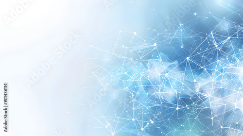Website header or banner design with abstract technical background and connecting dots and lines. Generative Ai.