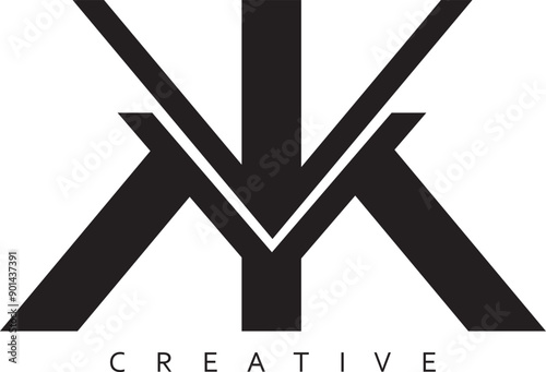 MKV or VMK letter modern logo design