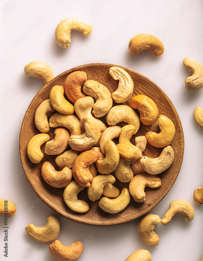 Fototapeta premium Fresh a lots Cashew nut isolated on white background.