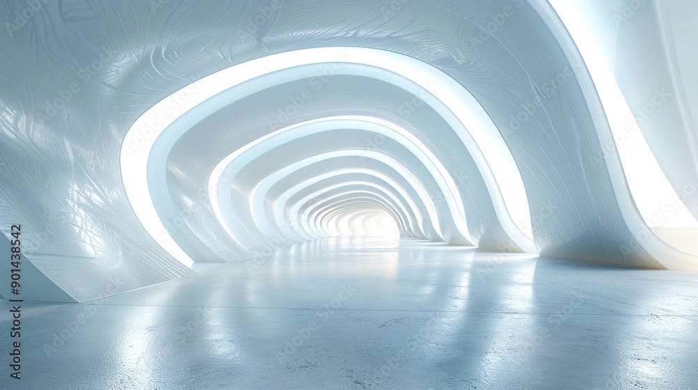 A futuristic indoor space with flowing white walls and soft lighting, creating a serene and modern atmosphere. A futuristic indoor space with flowing white walls and soft lighting, creating a serene and modern atmosphere.