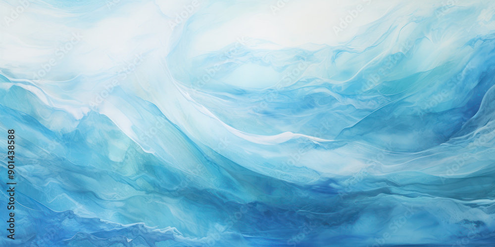 Obraz premium Dynamic abstract ocean wave texture. Serene beautiful sea. Calming visual experience. Swirling patterns, gentle curves, seascape. Painting background.