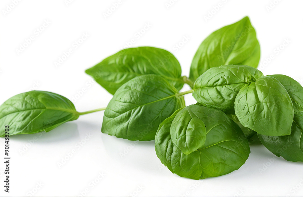 Herbal basil leaves, isolated on white background Herbal basil leaves, isolated on white background