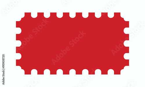 Perforated Edge Rectangle Shape Red Icon