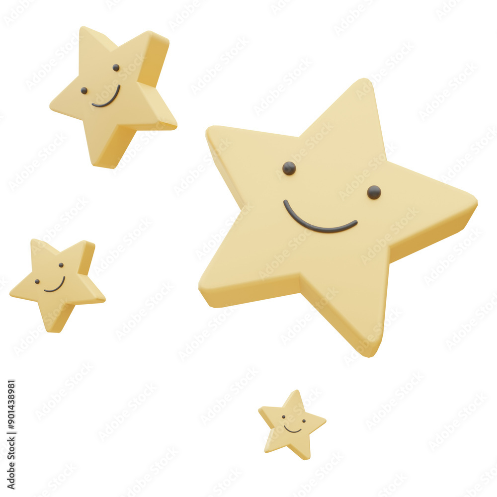 3d illustration of star and friend for icons and symbols.3d render.