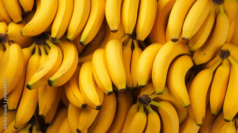 Fresh banana yellow background. ai generated art image Fresh banana yellow background. ai generated art image