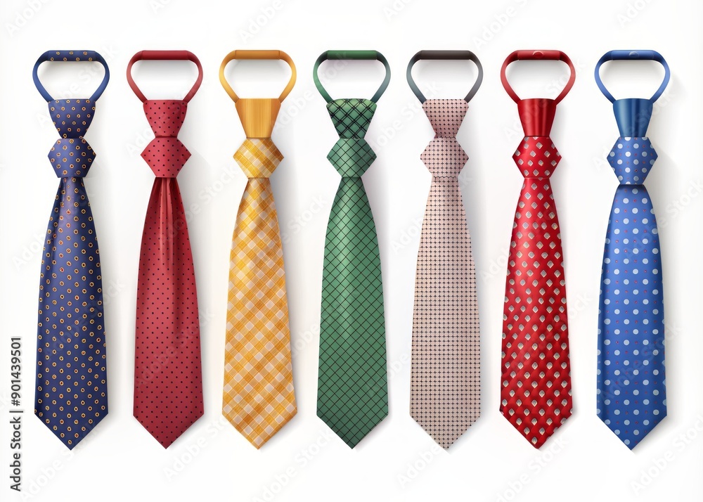 Stylish flat icon necktie set featuring cravat, bowtie, skinny tie, bolo tie, and neckerchief elements in various colors and shapes, isolated on a clean white background. Stylish flat icon necktie set featuring cravat, bowtie, skinny tie, bolo tie, and neckerchief elements in various colors and shapes, isolated on a clean white background.