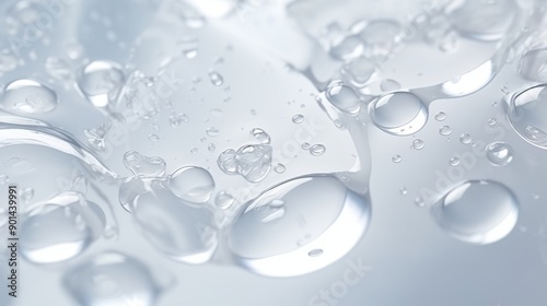 Gel serum white texture clear liquid, cosmetic gel product with bubbles under a microscope, ight tones texture background.