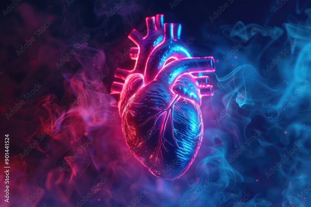 Human Heart on a Luminous Medical Background for Educational Purposes ...