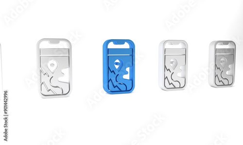 Free Download Blue Infographic of city map navigation icon isolated on white background. Mobile App Interface concept design. Geolacation concept. Minimalism concept. 3D render illustration - GFXLoad