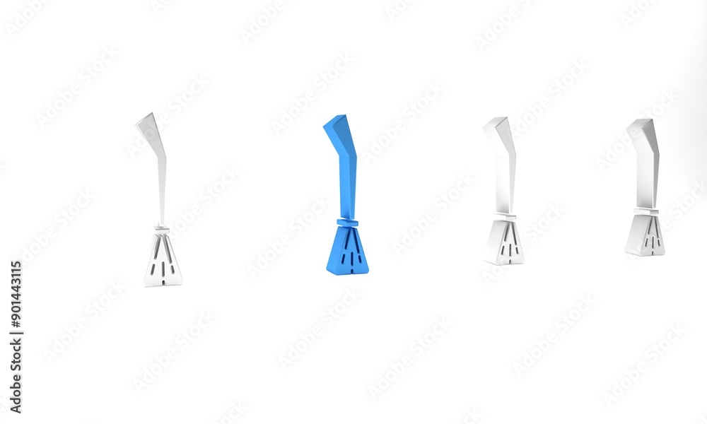Blue Witches broom icon isolated on white background. Happy Halloween party. Minimalism concept. 3D render illustration Blue Witches broom icon isolated on white background. Happy Halloween party. Minimalism concept. 3D render illustration